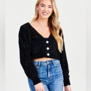 ✨SALE✨Altar’d State Jennifer Chenille Cardigan in Black - NWOT